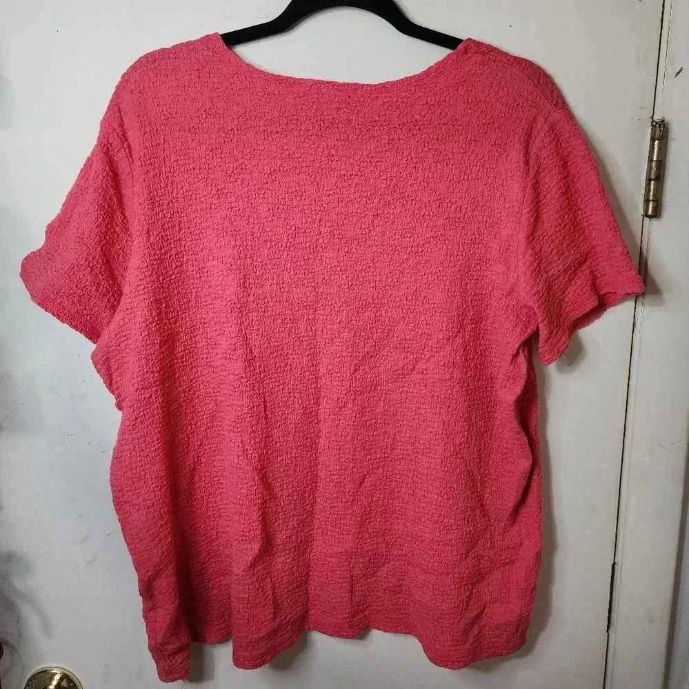White Stag Plus Size XXL Coral Peach Short Sleeve Top - Picture 2 of 6